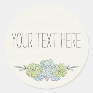 Waterverf Succulenten Shabby Chic Boheemse Bloemen Ronde Sticker