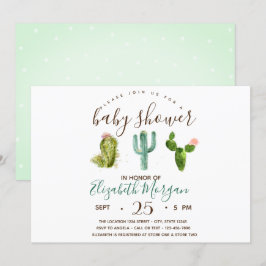 Waterverf Succulenten Stippen Baby Shower Kaart