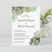 Waterverf Succulenten | Uitnodiging tot weddenscha (Staand voorkant)