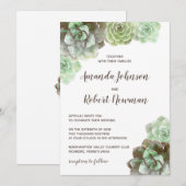 Waterverf Succulenten | Uitnodiging tot weddenscha (Voorkant / Achterkant)