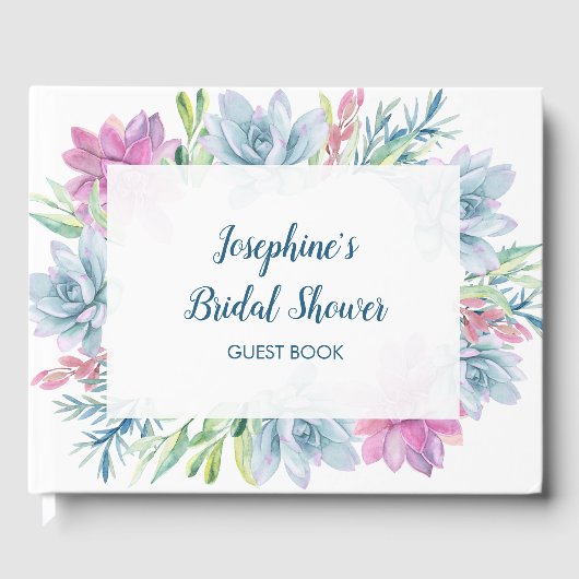 Waterverf Succulenten Vrijgezellenfeest Gastenboek (Voorkant)