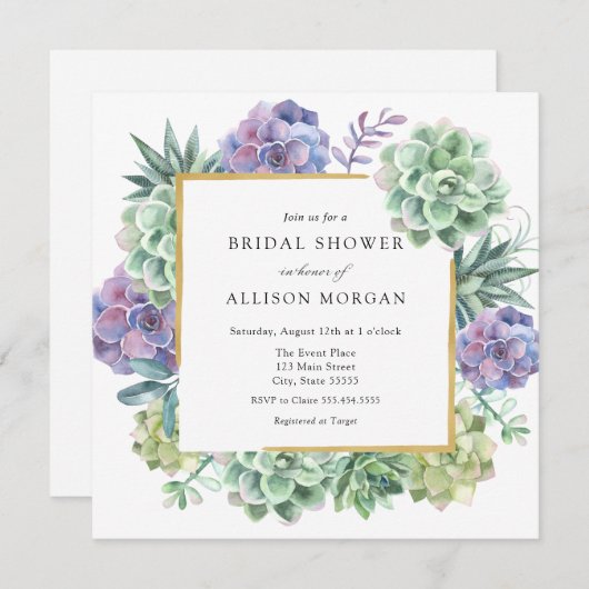 Waterverf Succulenten Vrijgezellenfeest Kaart (Voorkant / Achterkant)