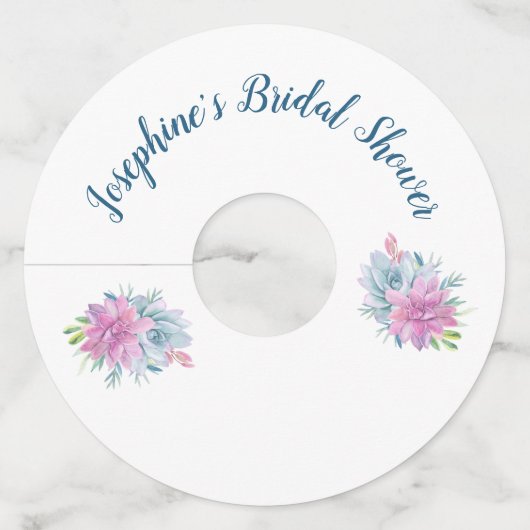 Waterverf Succulenten Vrijgezellenfeest Wijnglaslabel (Voorkant)