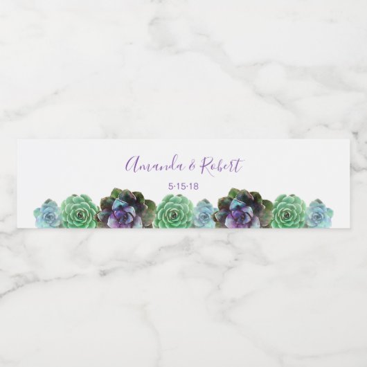 Waterverf Succulenten waterflesetiket Waterfles Etiket (Enkel label)