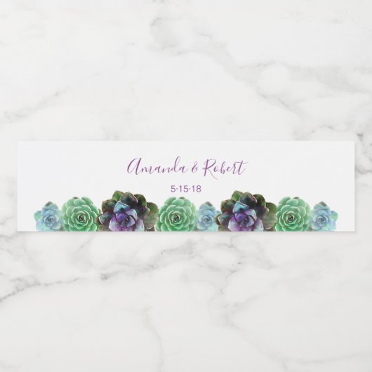 Waterverf Succulenten waterflesetiket Waterfles Etiket (Enkel label)