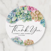 Waterverf Succulenten Zomer Baby shower Dank u Bedankjes Labels (Achterkant)