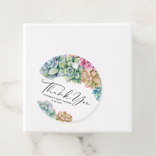 Waterverf Succulenten Zomer Baby shower Dank u Bedankjes Labels (In situ)