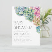 Waterverf Succulenten Zomer Baby shower QR Code Kaart (Staand voorkant)