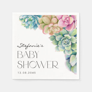 Waterverf Succulenten Zomer Baby shower Servet