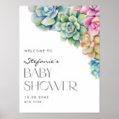 Waterverf Succulenten Zomer Baby shower Welkom Poster (Voorkant)