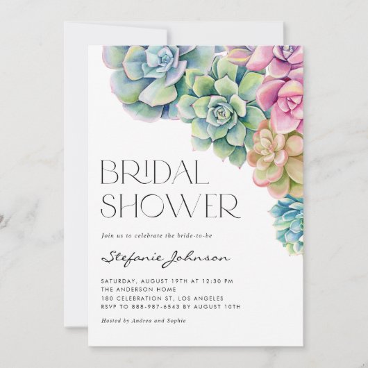 Waterverf Succulenten Zomer Vrijgezellenfeest Kaart (Voorkant)