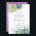 Waterverf Succulents 21st Birthday Party Invite Kaart<br><div class="desc">Waterverf handige art 21st-verjaardagsfeestuitnodiging met handschrift dat aan uw gebeurtenisspecificaties kan worden aangepast.</div>