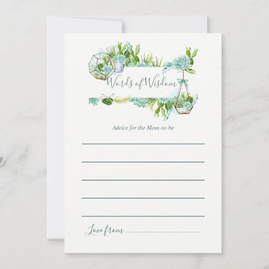 Waterverf Succulents Advice for Mam Baby shower Kaart (Voorkant)