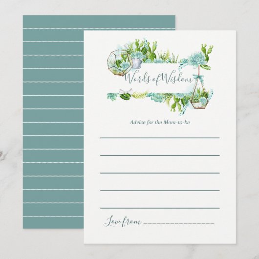 Waterverf Succulents Advice for Mam Baby shower Kaart (Voorkant / Achterkant)