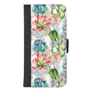 Waterverf Succulents and Cacti iPhone Wallet Case iPhone 8/7 Plus Portemonnee Hoesje