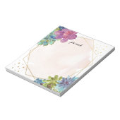 Waterverf Succulents and Gold Lijst Personalized Notitieblok (Linkerzijde)