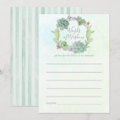 Waterverf Succulents Baby shower Mam Advice Advieskaart (Voorkant / Achterkant)