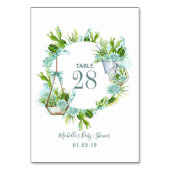Waterverf Succulents Baby shower Table Number Kaart (Achterkant)