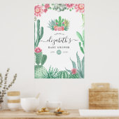 Waterverf Succulents Baby shower Welkom Poster (Keuken)