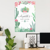 Waterverf Succulents Baby shower Welkom Poster (Thuiskantoor)