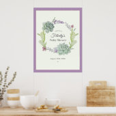 Waterverf Succulents Baby shower Welkom Poster (Keuken)