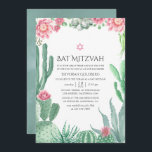 Waterverf Succulents Bat Mitzvah Kaart<br><div class="desc">Trendy succulent planten bat mitzvah nodig ontworpen om snel en gemakkelijk aan uw gebeurtenisspecificaties worden aangepast.</div>