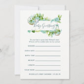 Waterverf Succulents Boy Baby Predictions Game Kaart (Voorkant)