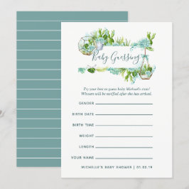 Waterverf Succulents Boy Baby Predictions Game Kaart