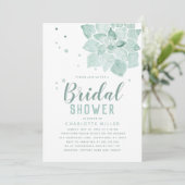 Waterverf Succulents Bridal Shower Invitation Kaart (Staand voorkant)
