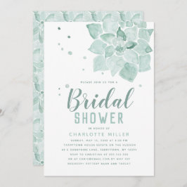 Waterverf Succulents Bridal Shower Invitation Kaart