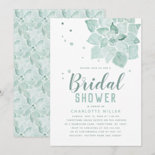 Waterverf Succulents Bridal Shower Invitation Kaart