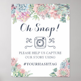 Waterverf Succulents Cactus Greenery Hashtag Sign Poster