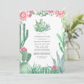 Waterverf Succulents Celebration of Life Photo Kaart (Staand voorkant)