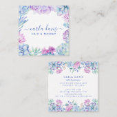 Waterverf Succulents Floral Boho Makeup Artist Vierkante Visitekaartje (Voorkant / Achterkant)