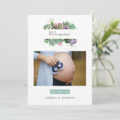 Waterverf Succulents Fotoaankondiging Zwangerschap Aankondiging (Staand voorkant)