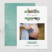 Waterverf Succulents Fotoaankondiging Zwangerschap Aankondiging (Voorkant / Achterkant)