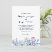 Waterverf Succulents Garden Wedding Invitation Kaart (Staand voorkant)