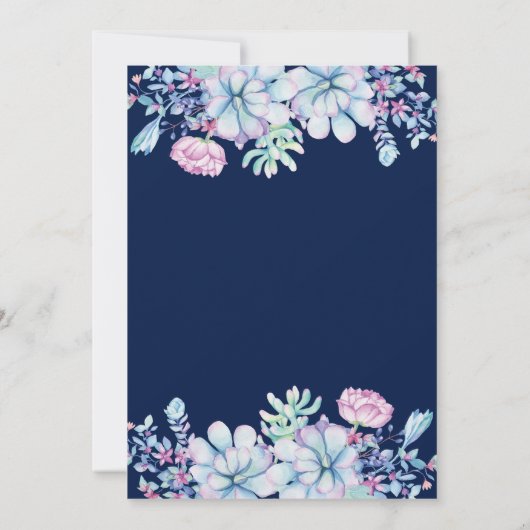 Waterverf Succulents Garden Wedding Invitation Kaart (Achterkant)