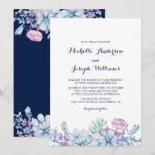 Waterverf Succulents Garden Wedding Invitation Kaart (Voorkant / Achterkant)