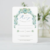 Waterverf Succulents Garden Wedding RSVP Card (Staand voorkant)
