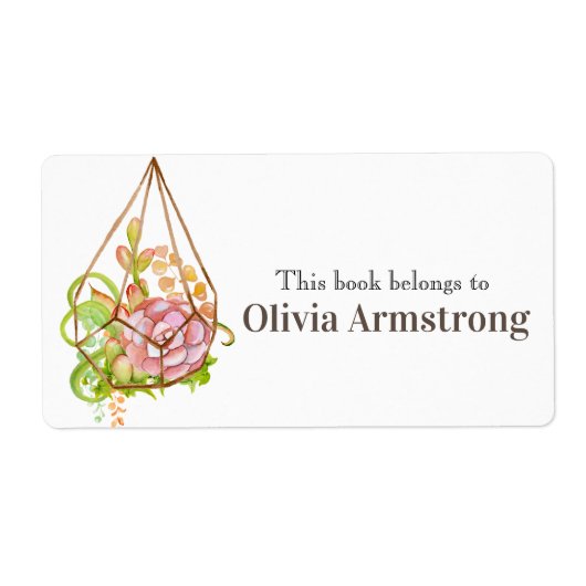 Waterverf Succulents Personalized Book behoort tot Etiket (Voorkant)