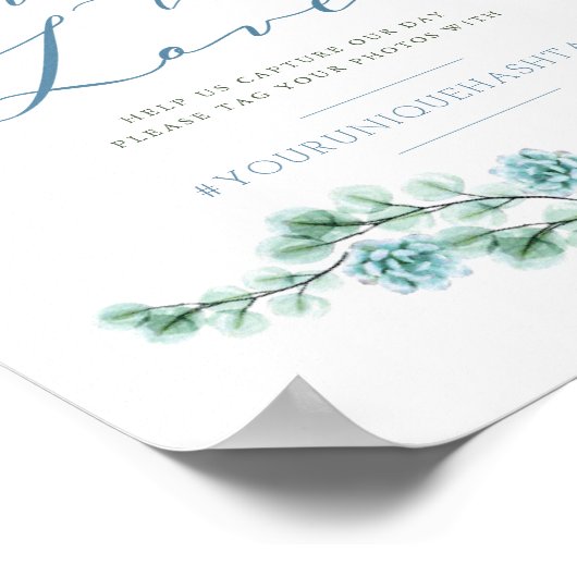 Waterverf Succulents Share the Love Wedding Sign Poster (Hoek)