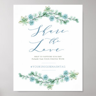 Waterverf Succulents Share the Love Wedding Sign Poster