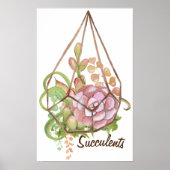 Waterverf Succulents Terrarium Poster (Voorkant)