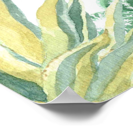 Waterverf Succulents Weddenschap Welkom Poster (Hoek)