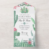 Waterverf Succulents Wedding All In One Uitnodiging (Binnen)