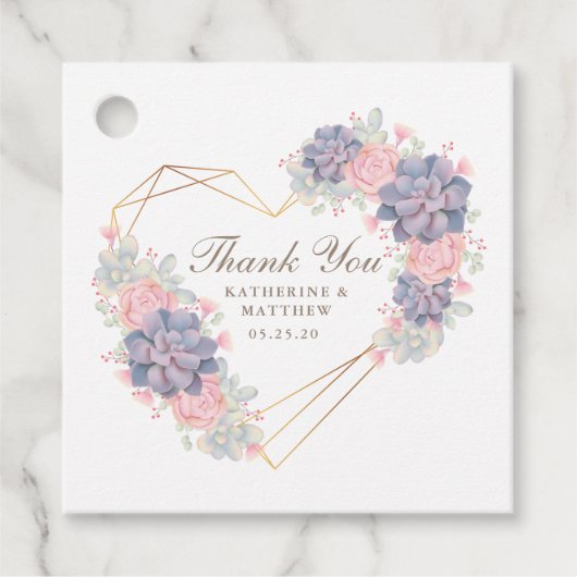 Waterverf Succulents Wedding Bedankjes Labels (Voorkant)