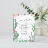 Waterverf Succulents Wedding Guest Details Informatiekaartje (Staand voorkant)
