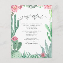 Waterverf Succulents Wedding Guest Details Informatiekaartje
