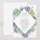 Waterverf Succulents Wedding Kaart (Voorkant / Achterkant)